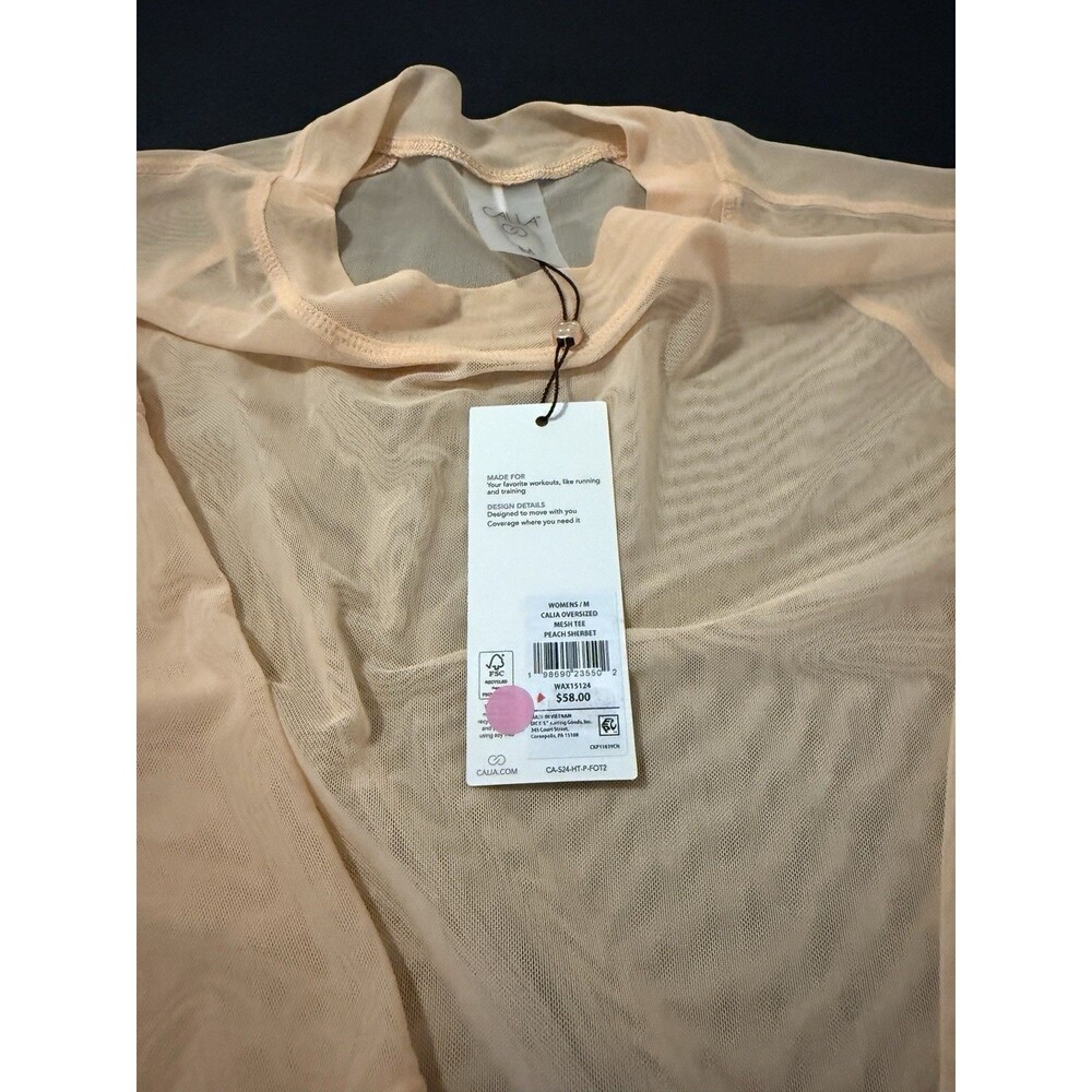 Calia By Carrie Underwood Women's Oversized Mesh Tee Size M Peach Short Sleeve - Picture 2 of 6